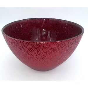 Glass Bowl 8" W x 4.75" T Sparkling Red Pebble Finish‎ California Pantry Holiday